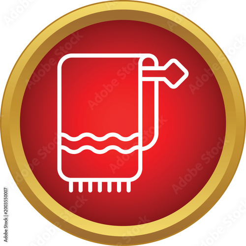 Clean towel hanging on a rack presenting a bathroom hygiene and laundry concept