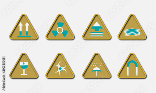Hazard Warning Triangle Safety Icon Set