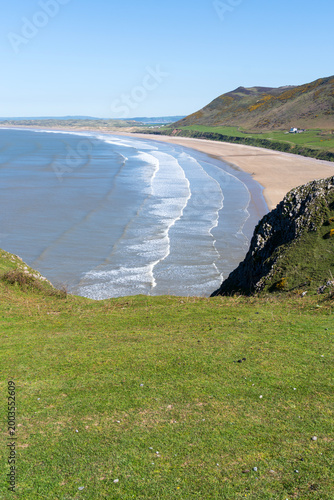 Beautiful beach at Rhossili Bay, Gower Peninsula, South Wales