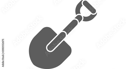 Simple shovel icon, gardening tool, digging equipment, isolated on white background