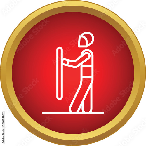 Police officer icon showing security personnel controlling crowd with a shield