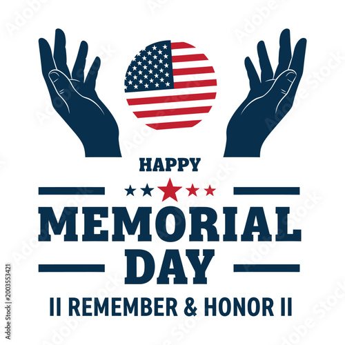 Memorial day remembrance hands supporting the american flag