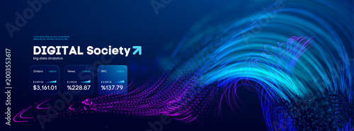Background ai data and abstract wave digital with network intelligence tech. Blue sustainable 3d and concept voice ripple with bg neon flow. Line technology future and pattern artificial crypto.