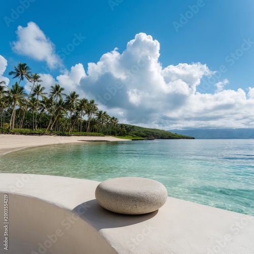 Bright Clouds Above Mountain Range and Viewing Platform in Daylight at High E...
