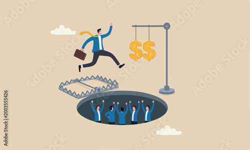 Tableau sur toile Financial money,pink together investment, ponzi scheme or business pitfall conce