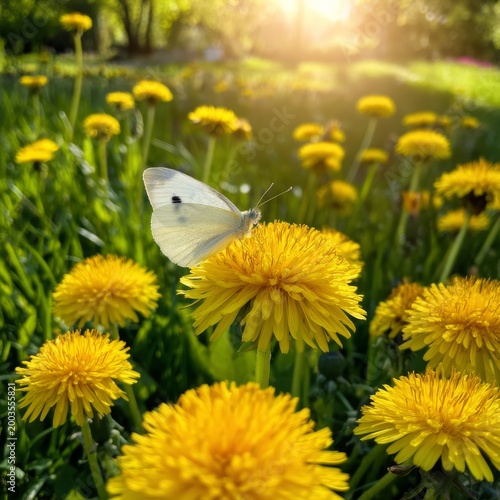 Butterfly Sits on Yellow Flower in Garden During Sunny Afternoon Hours
