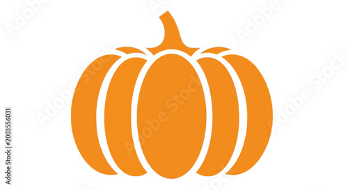 Orange Pumpkin Icon Silhouette Isolated on White Background