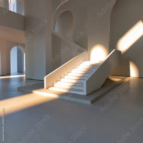 Stairs in a Bright Space With Simple Design and Natural Light During the Day