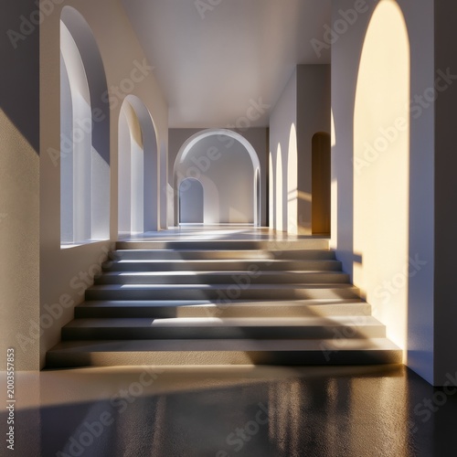 Stairs in a Bright Space With Simple Design and Natural Light During the Day