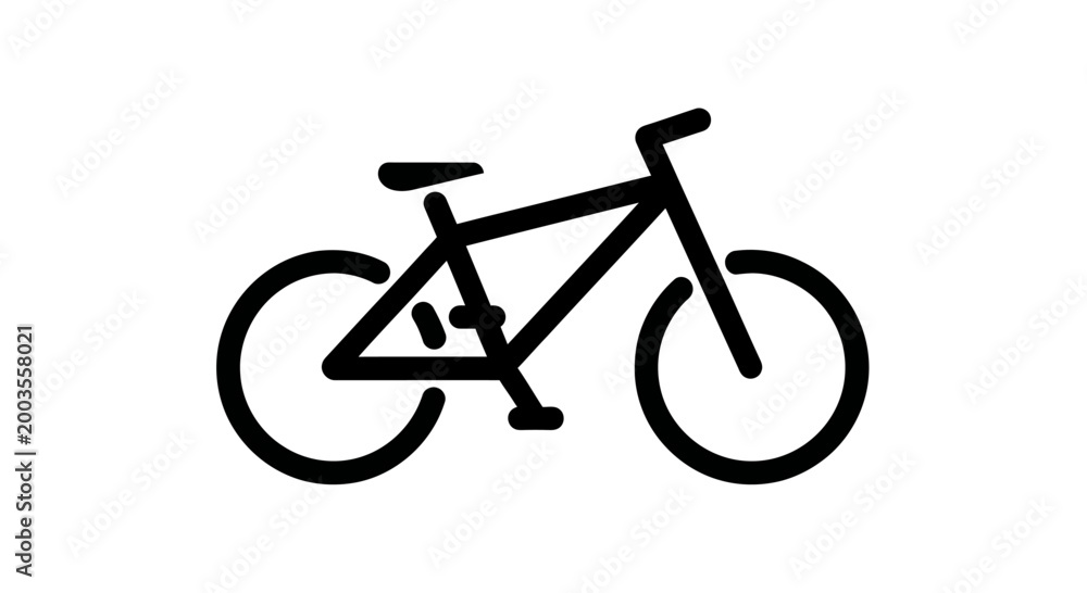 Fototapeta premium Simple black bicycle icon on white background, minimalist vector illustration