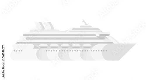 Tableau sur toile Modern White Cruise Ship Illustration, Ocean Liner, Travel and Leisure
