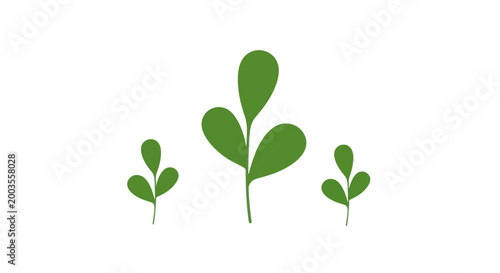 Minimalist green plant sprout illustration on white background