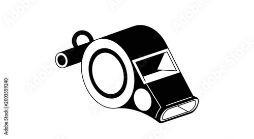 Fotografie Black and White Whistle Icon with Triangle Detail