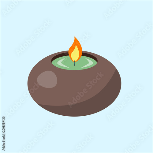 Canvas Print Dark Round Stone Spa Candle