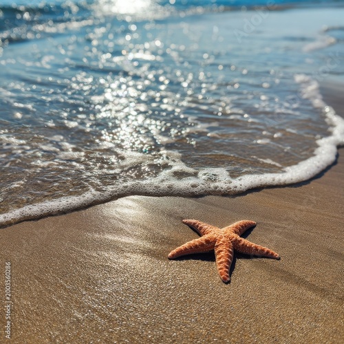 Starfish on Wet Sand by the Shoreline During Bright Daylight Hours at a Beach