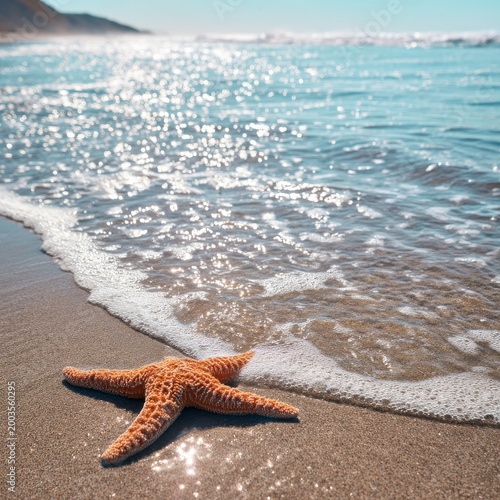Starfish on Wet Sand by the Shoreline During Bright Daylight Hours at a Beach