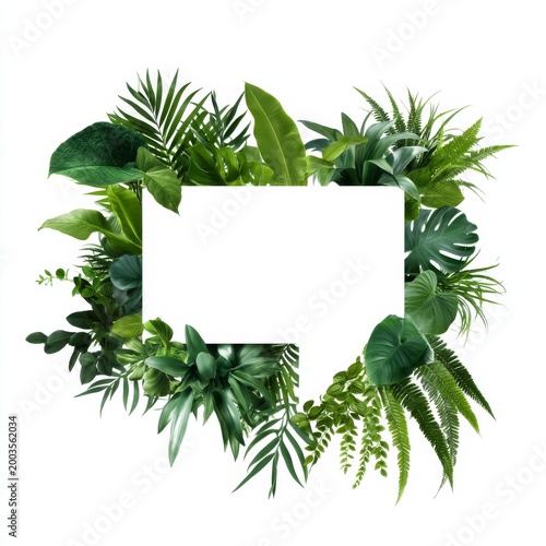 Green Leaves Frame With Empty Space for Text in Nature Theme for Design Projects