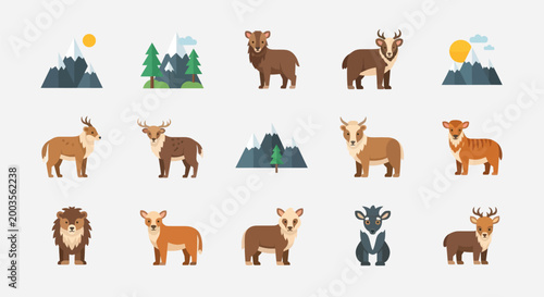 Tableau sur toile Wildlife animals and mountain landscape
