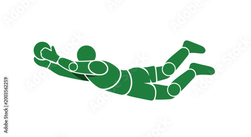 Green Goalkeeper Diving to Catch Ball Icon