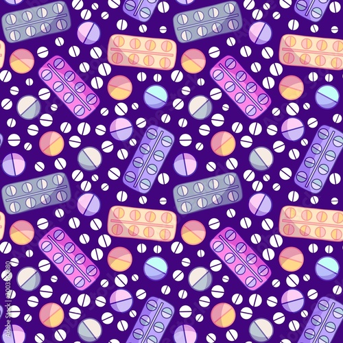 Medicine seamless pills pattern for wrapping paper and doctor clothes and packaging and medical accessories