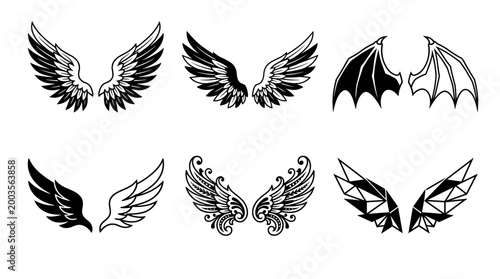 Artistic wing designs showcase graphic collection creative environment aesthetic perspectives