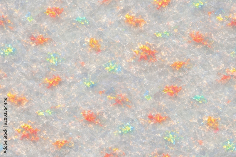 Fototapeta premium Welo Opal Texture Seamless Pattern. Close-up Welo opal gemstone surface detail. Luxury iridescent crystal pattern design. Realistic opal texture background. Detailed sparkling macro close-up. 