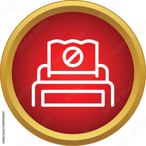 Printer icon shows a document with a red stop symbol, indicating prohibition or error