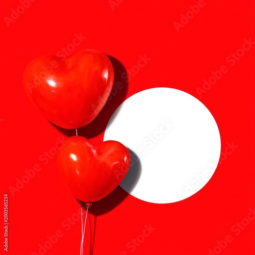 Red Hearts Surround a Blank Space for Text on a Bright Red Background