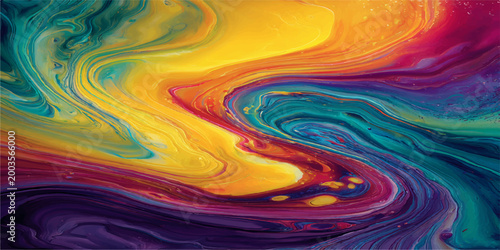 A mesmerizing swirl of vibrant colors dance in fluid harmony, with bold strokes that create an abstract and dreamlike display. 