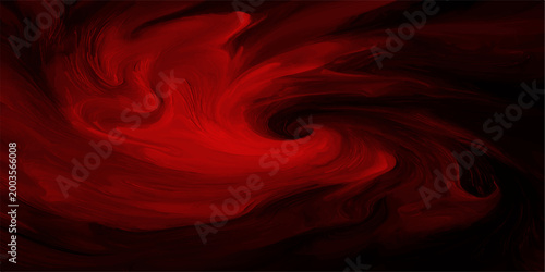 A mesmerizing dance of red ink, swirling and unfurling against a deep black backdrop, creating a captivating visual symphony.