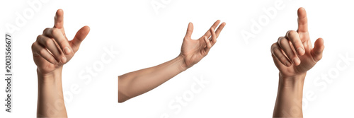 Obraz na plátně Set and collection of human arm and hand reaching out isolated on white transpar