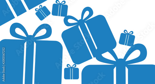 Blue Gift Boxes with Ribbons, Surprise Presents, Celebration, Festive Holiday Background