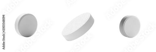 Konstfotografi Set and collection of round white tablet pill isolated on white transparent png