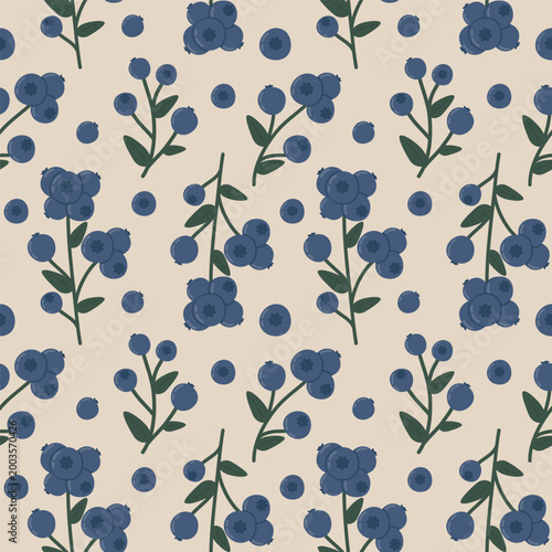 Seamless pattern with blueberries