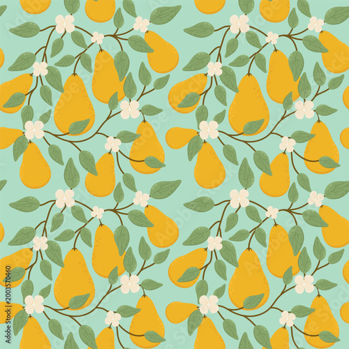 Seamless pattern with pears
