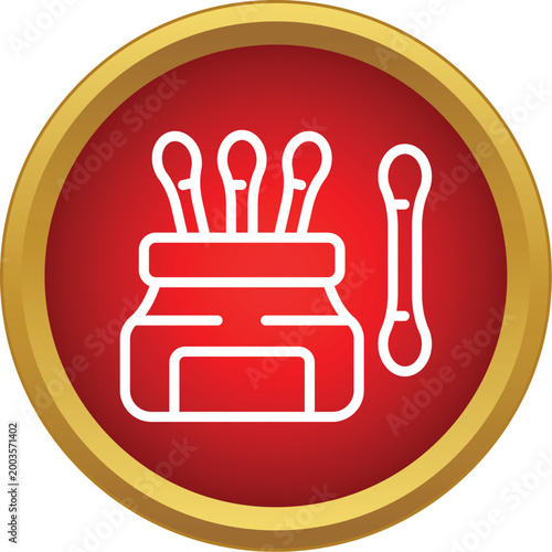 Cotton swabs in a jar icon representing ear cleaning and personal grooming