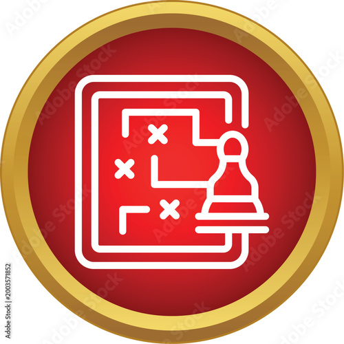 Chess pawn outlining a tactical path on a red circle background