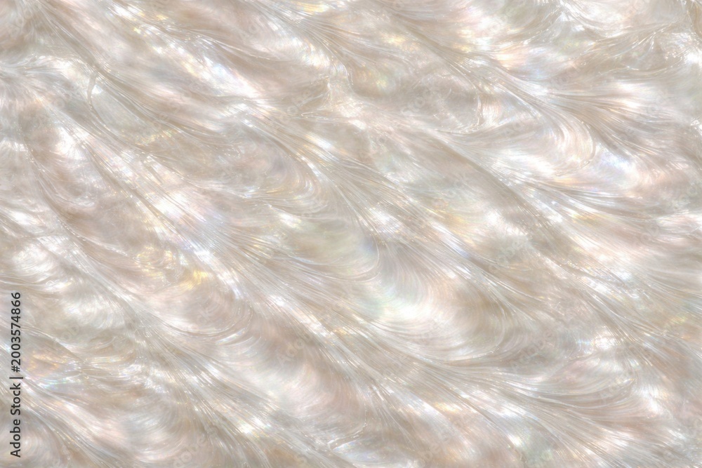 Fototapeta premium Mother of Pearl Shell Texture Seamless Pattern. Close-up nacre shell surface detail. Iridescent organic material design. Realistic pearl shell texture background. Detailed glossy macro close-up. 