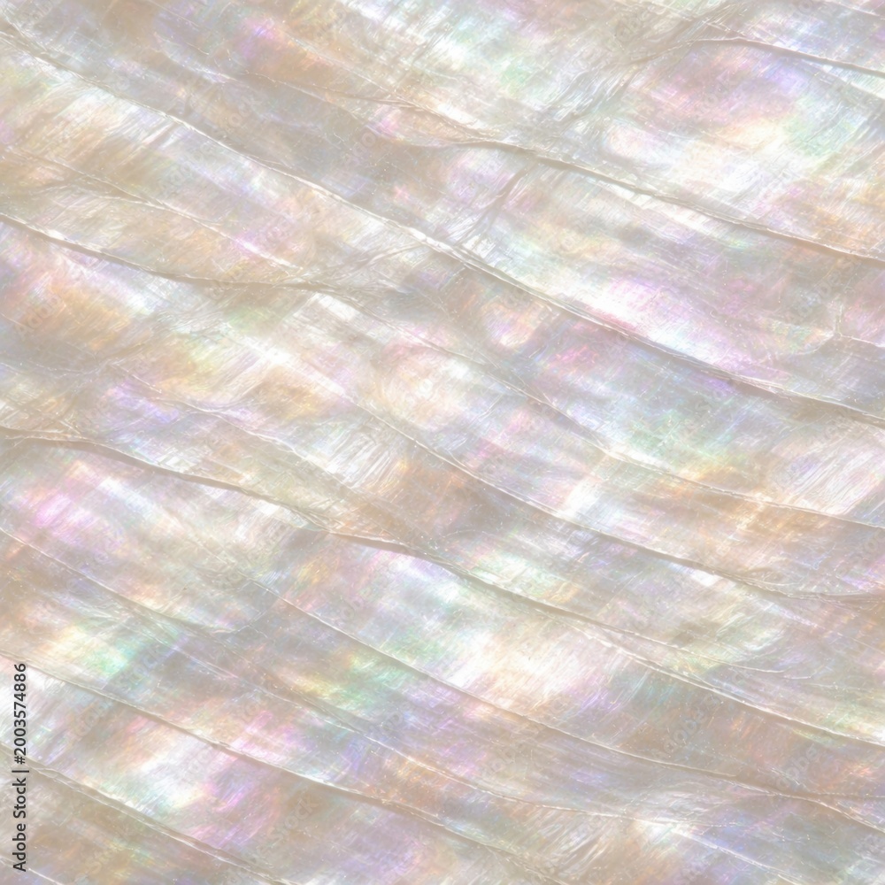 Fototapeta premium Mother of Pearl Shell Texture Seamless Pattern. Close-up nacre shell surface detail. Iridescent organic material design. Realistic pearl shell texture background. Detailed glossy macro close-up. 