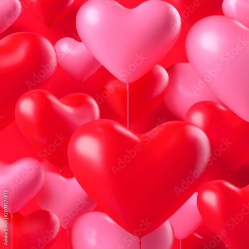 Colorful Heart-Shaped Balloons Fill the Air During a Celebration Event