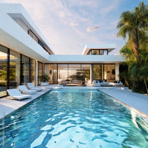 Modern House With Pool and Outdoor Space During Daytime in a Sunny Setting