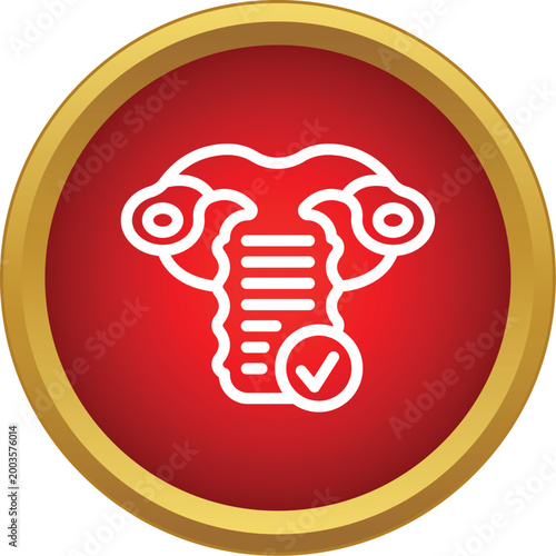 Uterus organ showing good health status with a checkmark symbol