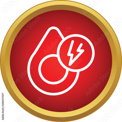 Avocado icon representing healthy food energy in red and gold circle