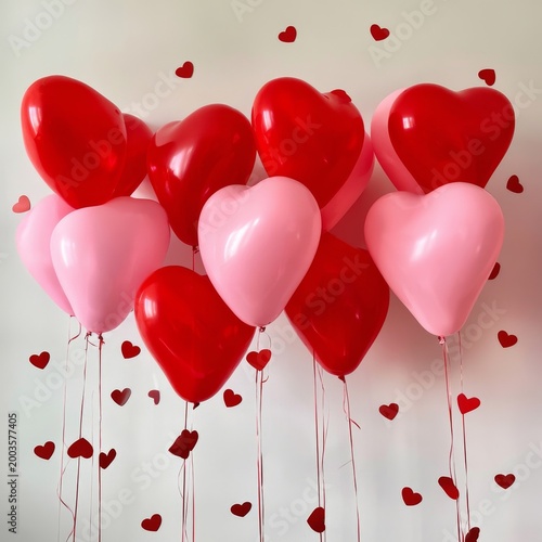 Heart Shaped Balloons With Red and Pink Colors for a Special Celebration or E...