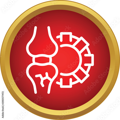Orthopedic joint icon with a gear symbolizing reconstruction or replacement