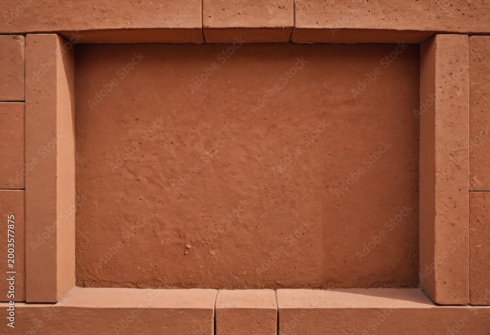 Fototapeta premium Close Up of Reddish Brown Brick Wall in Grid Pattern