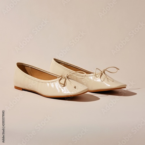 White Ballet Flats Are on a Light Background Ready for Everyday Use