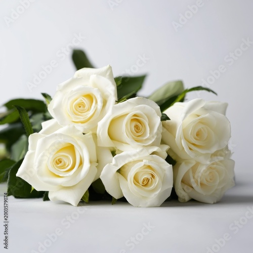 White Roses Arranged on a Simple Surface With a Plain Background for Decorati...