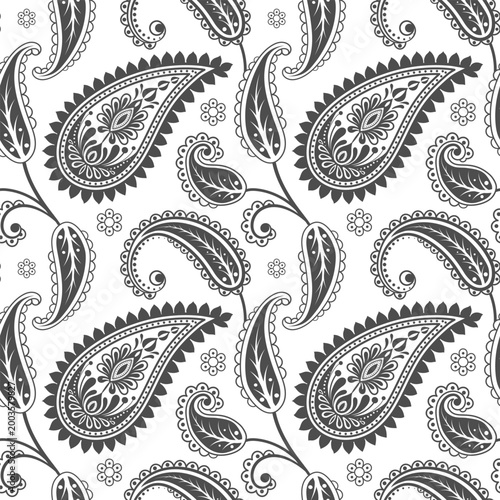 floral pattern vintage ethnic modern embroidery texture boho design hand drawn flower motif branches leaves wallpaper seamless background border.