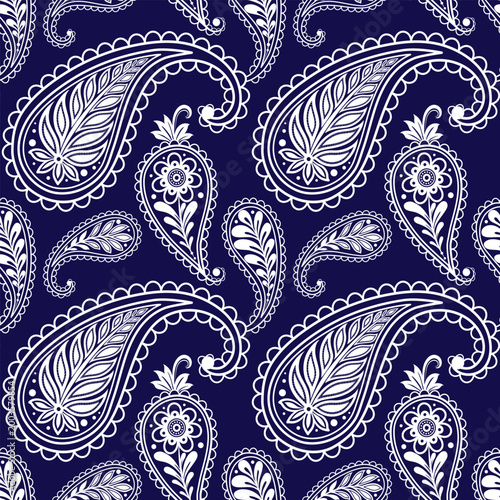 Seamless paisley floral pattern with vintage decorative design and retro textile 